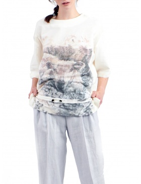Bluza din bumbac moale cu desen imprimeu digital semnat Sandra Chira