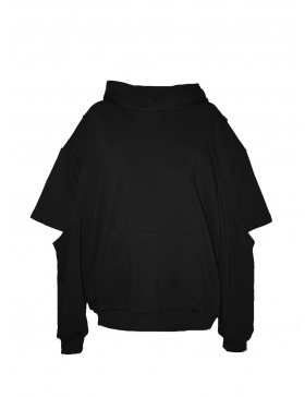 LAYERED BLACK HOODIE